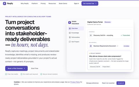 Reqify - Turn project conversations into stakeholder-ready deliverables — screenshot
