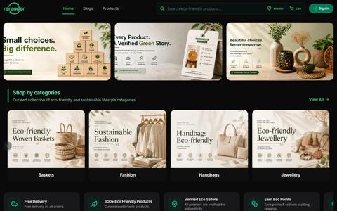 Rerender.in | Sustainable & Eco-Friendly Marketplace | Best Recycled & Upcycled  — screenshot