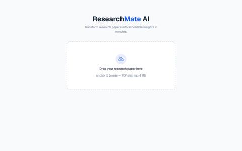 ResearchMate AI — Transform Research Papers into Actionable Insights — screenshot