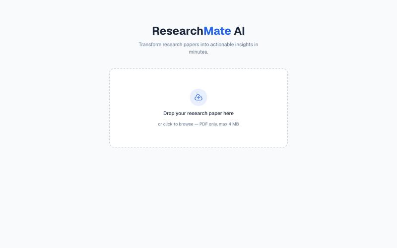 ResearchMate AI — Transform Research Papers into Actionable Insights — screenshot