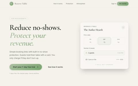 Reserve Table — Stop Restaurant No-Shows — screenshot