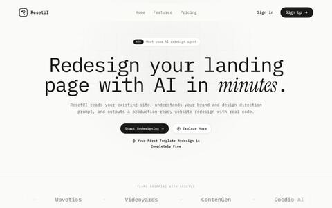 ResetUI - AI Website Redesign Tool — screenshot
