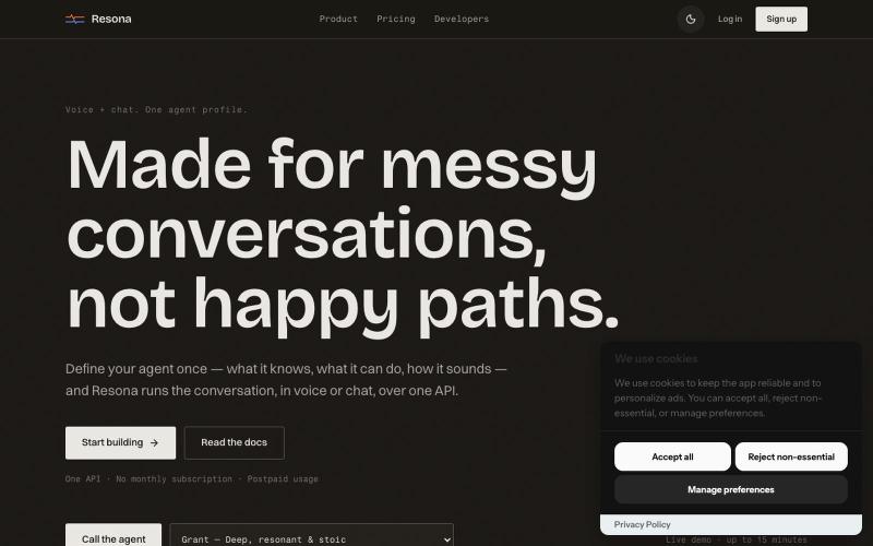 Realtime Voice and Chat Agents - Resona — screenshot
