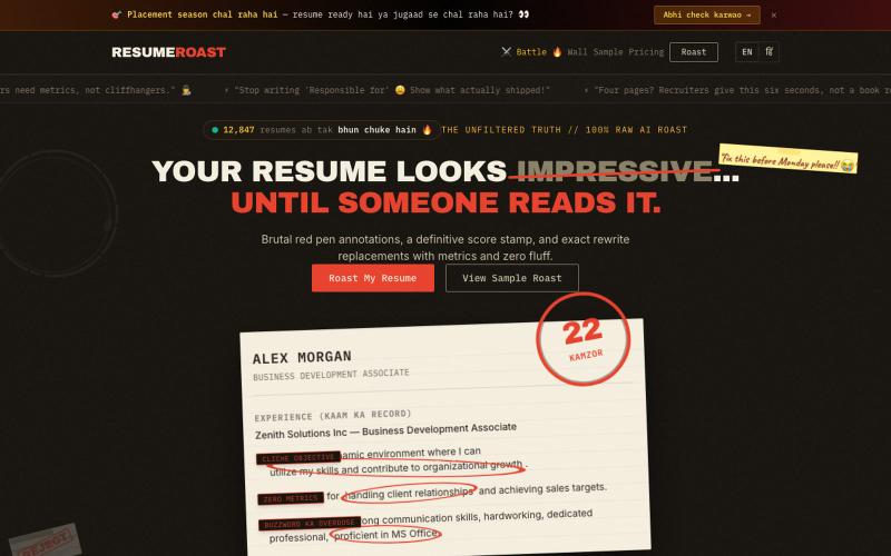 Resume Roast — Brutally Honest AI Resume Critique — screenshot