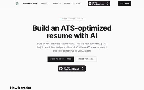 AI Resume Optimizer & ATS Resume Checker | ResumeCraft — screenshot