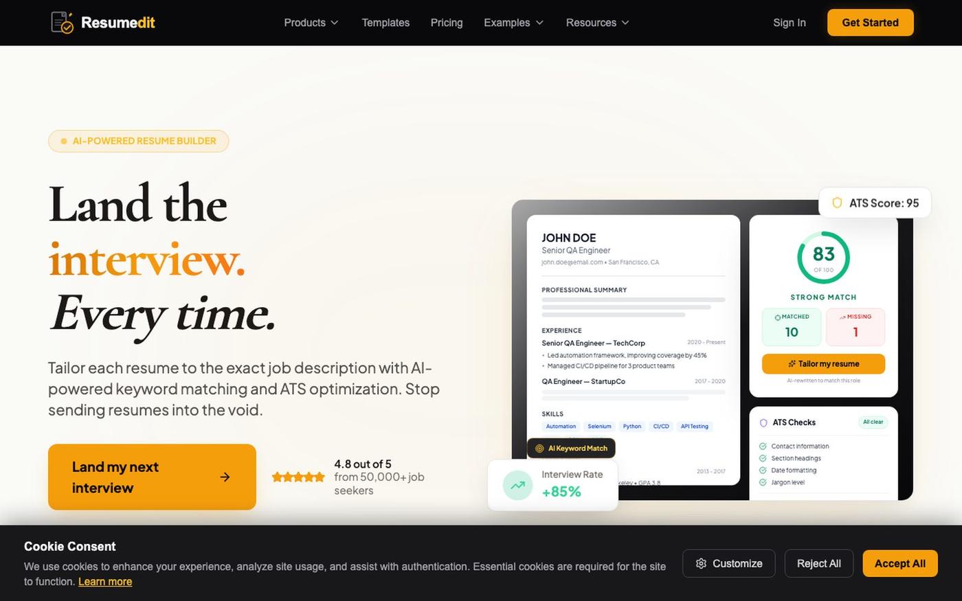 Resumedit - AI-Powered Resume Builder — screenshot