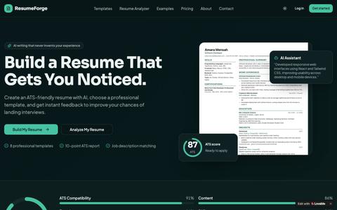 ResumeForge — Build a Resume That Gets You Noticed — screenshot