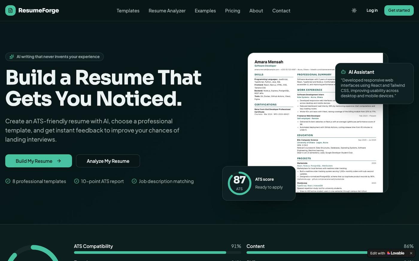 ResumeForge — Build a Resume That Gets You Noticed — screenshot