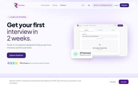 Resumelyn | AI CV Optimizer for Applicant Tracking Systems (ATS) — screenshot