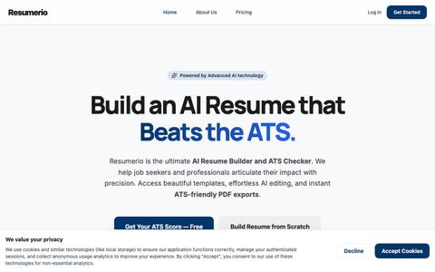 Resumerio | AI-Powered ATS-Friendly Resume Builder — screenshot