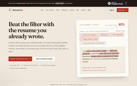 ResumeSkip: Tailor Your Resume Without Inventing Experience — screenshot