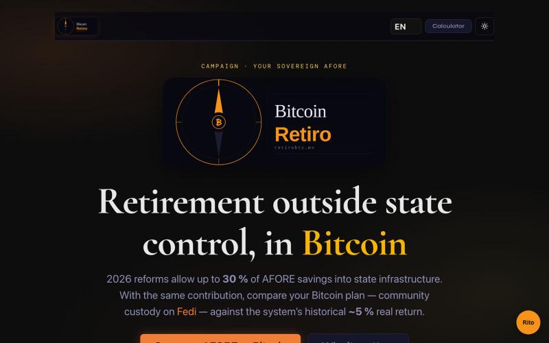 Tu AFORE Soberana — Calculadora de Retiro Bitcoin — screenshot
