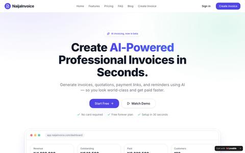 NaijaInvoice — AI-Powered Invoicing for Modern Businesses — screenshot