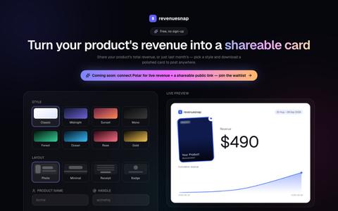 RevenueSnap — screenshot