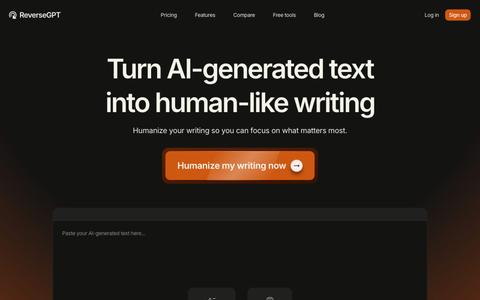 AI Humanizer — Make AI Text Sound Human | ReverseGPT — screenshot