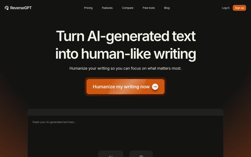 AI Humanizer — Make AI Text Sound Human | ReverseGPT — screenshot