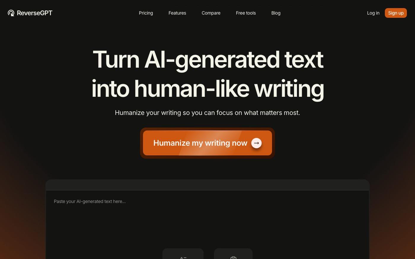 AI Humanizer — Make AI Text Sound Human | ReverseGPT — screenshot