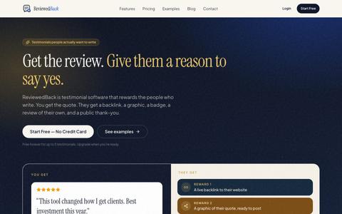 ReviewedBack — Testimonial Software That Rewards the Giver — screenshot