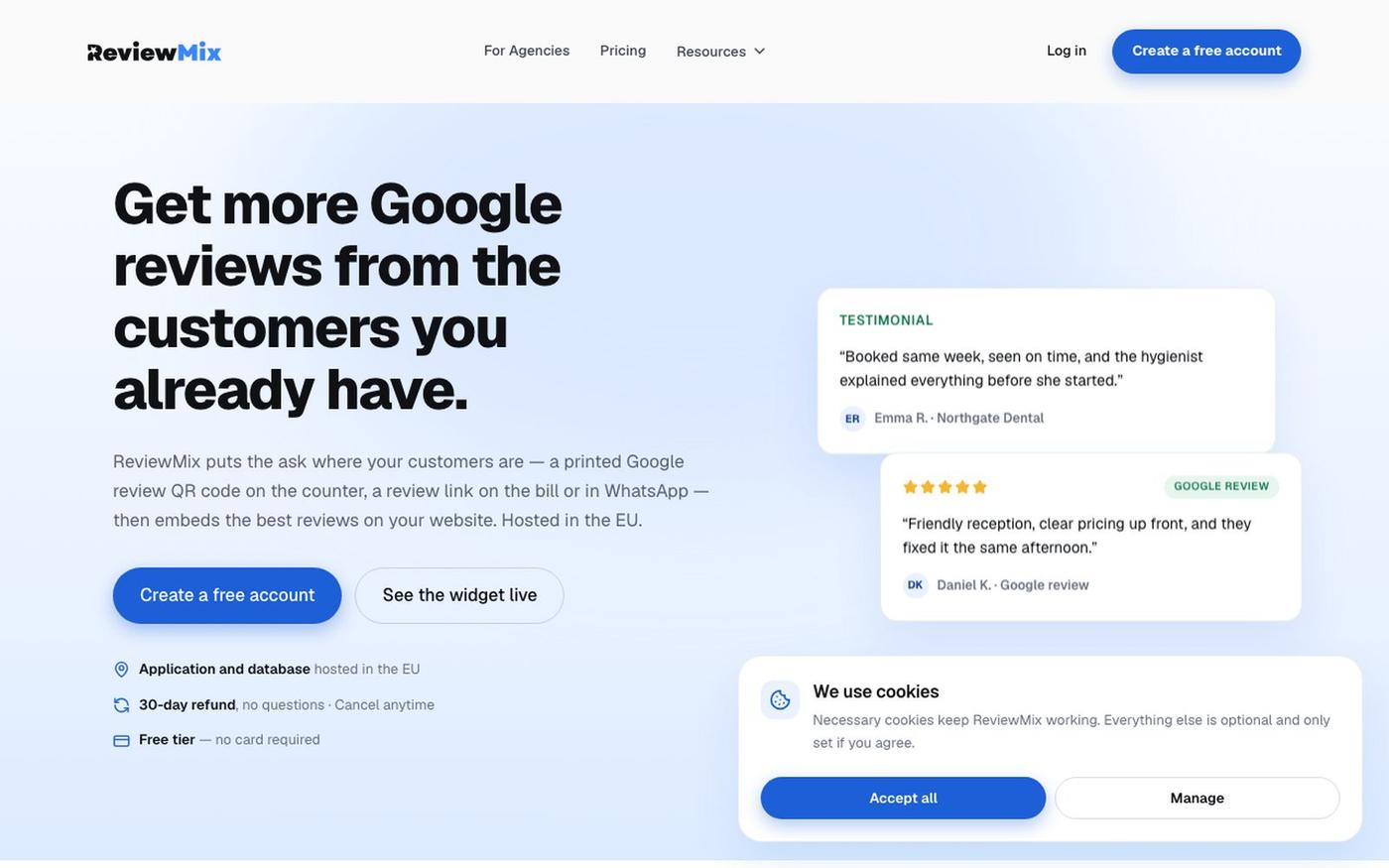 Get more Google reviews — QR codes & widget | ReviewMix — screenshot