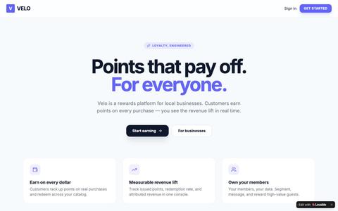 Velo — Loyalty rewards for local businesses — screenshot