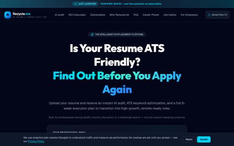 Rezycle.me | Free ATS Resume Checker & Career Pivot Blueprint — screenshot