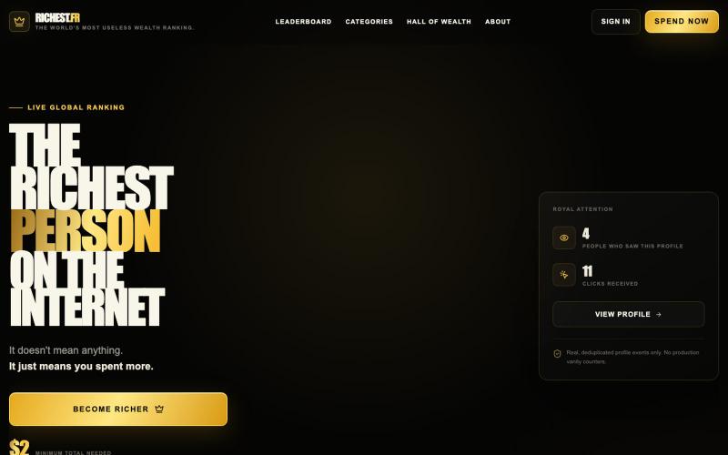 Richest.fr — The world’s most useless wealth ranking — screenshot