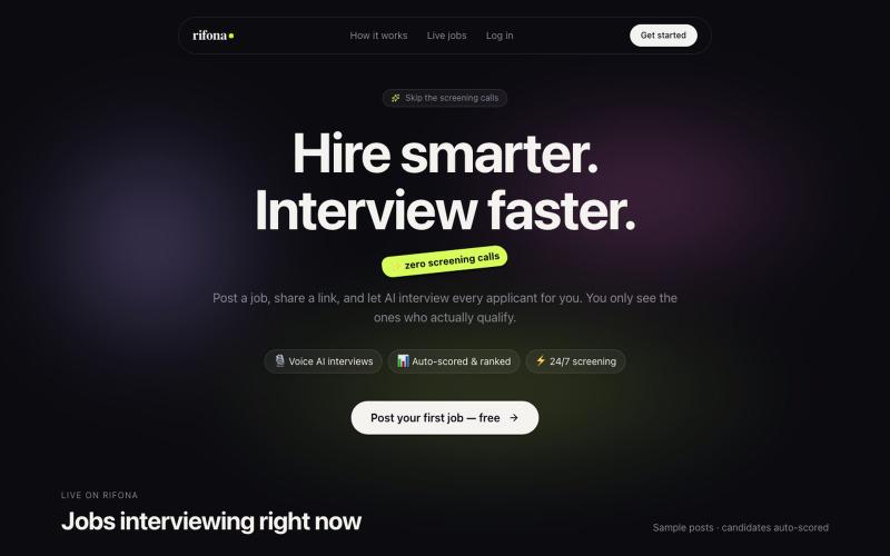 Rifona — Hire smarter. Interview faster. — screenshot