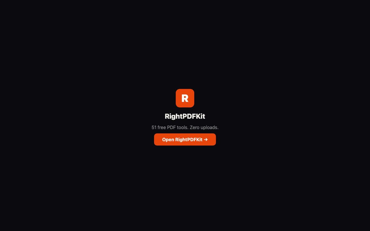 RightPDFKit – Free PDF Editor | 51 Tools, No Upload, No Account — screenshot