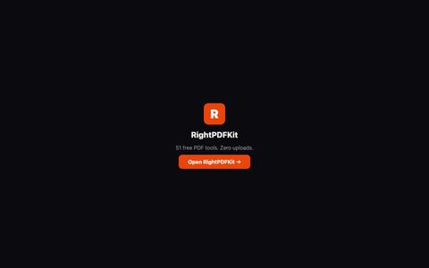RightPDFKit – Free PDF Editor | 51 Tools, No Upload, No Account — screenshot