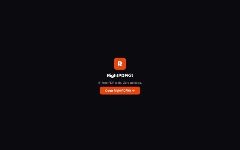 RightPDFKit – Free PDF Editor | 51 Tools, No Upload, No Account — screenshot