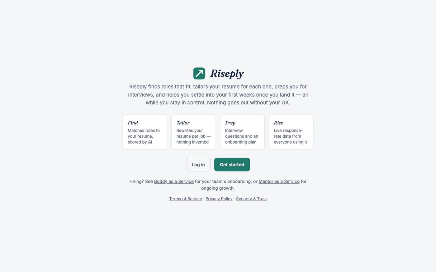 Riseply — AI job search, resume tailoring, and employee onboarding — screenshot