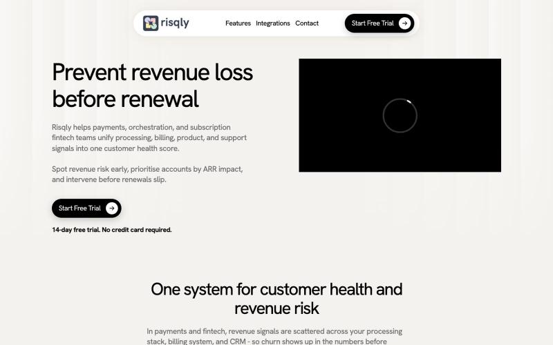 Revenue Loss Prevention Platform for B2B SaaS | Risqly — screenshot