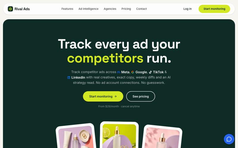 Competitor Ads Tracker: Meta, Google, TikTok & LinkedIn — screenshot