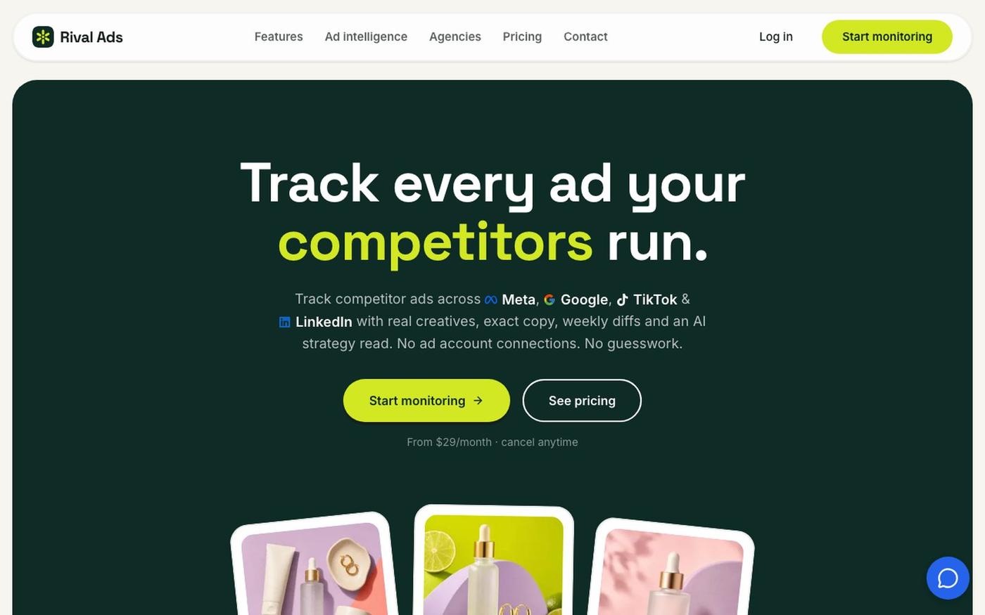 Competitor Ads Tracker: Meta, Google, TikTok & LinkedIn — screenshot