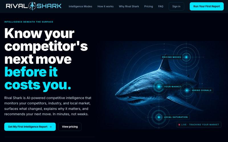 Rival Shark: AI Competitive Intelligence That Tells You What To Do Next — screenshot