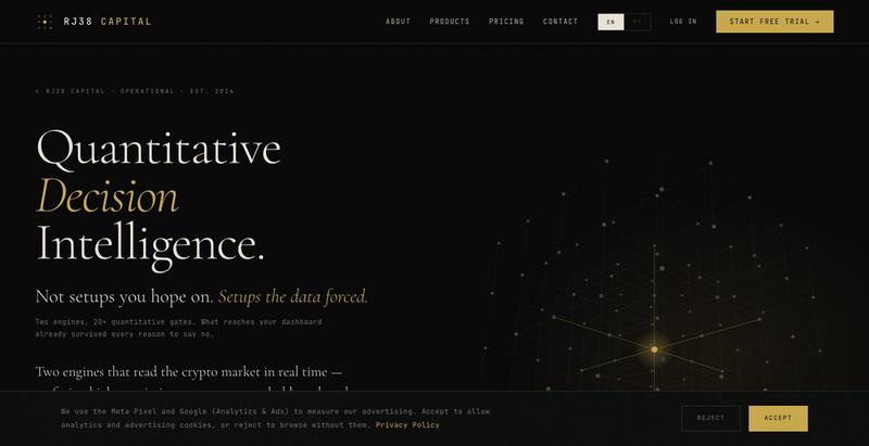 RJ38 Capital — Quantitative Decision Intelligence for Derivatives Traders — screenshot