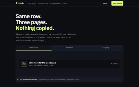 Roadly — product feedback, roadmap and changelog — screenshot