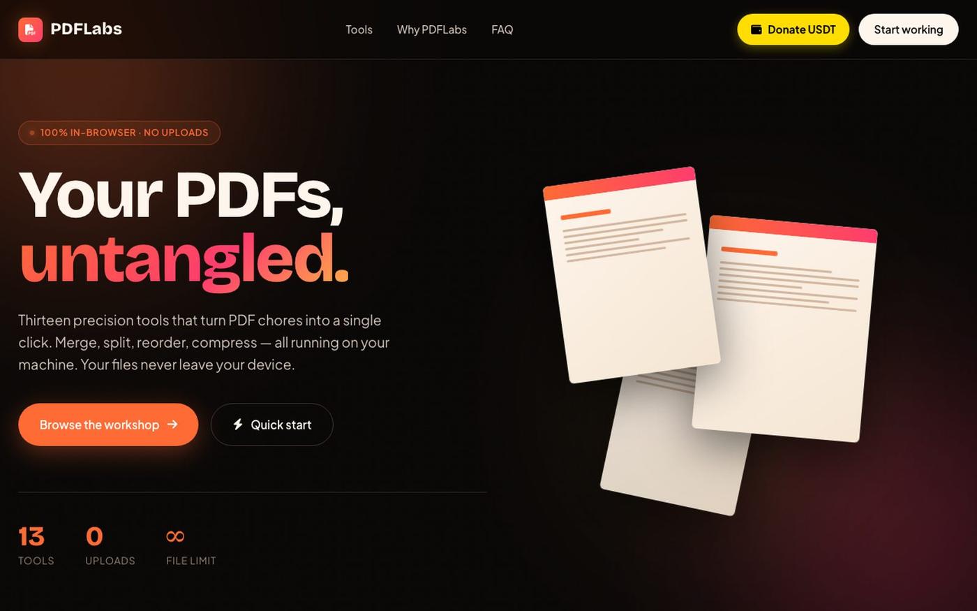 PDFLabs — Free Private PDF Tools (Merge, Split, Compress) — screenshot
