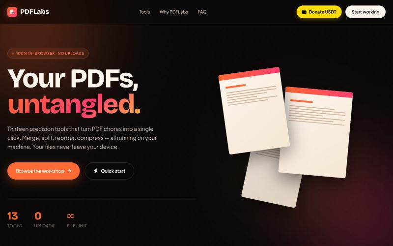 PDFLabs — Free Private PDF Tools (Merge, Split, Compress) — screenshot