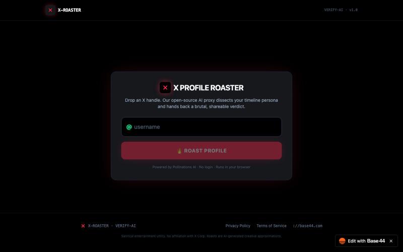 X Profile Roaster — AI Roast Engine — screenshot