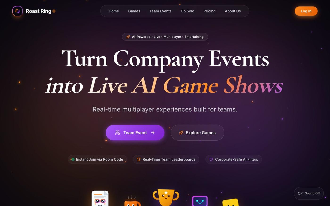 Roast Ring | AI-Powered Corporate Games & Team Experiences — screenshot