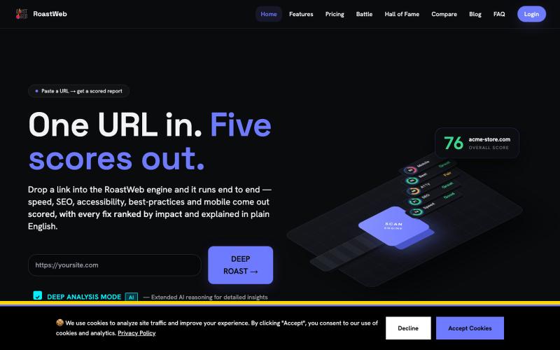 Roast My Website — Free SEO & Site Speed Audit | RoastWeb — screenshot