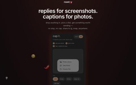 roastyy — roasts, caps & comebacks — screenshot
