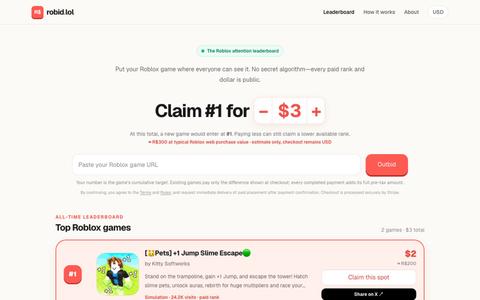 robid.lol — The Roblox attention leaderboard — screenshot
