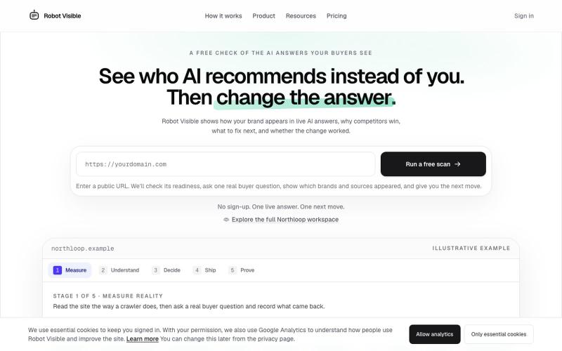 Robot Visible — The AEO Action Loop — screenshot