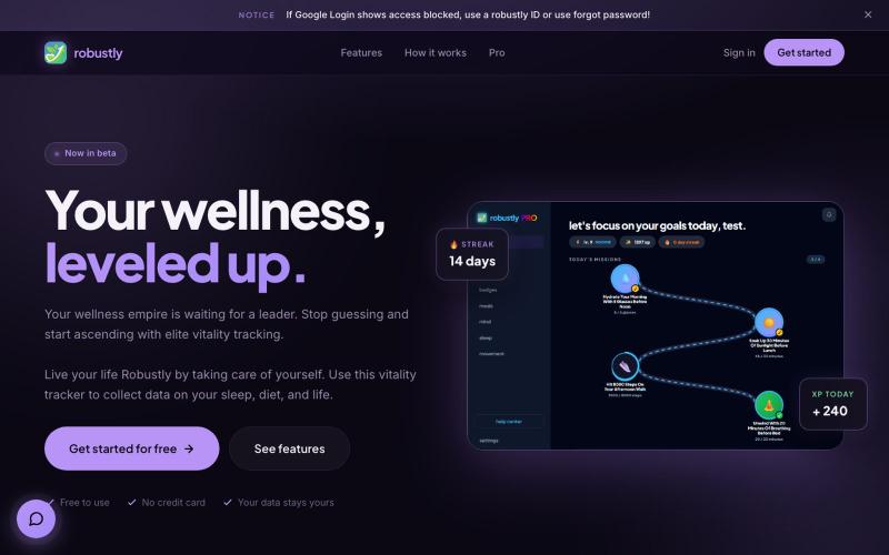 robustly | Your wellness, leveled up — screenshot