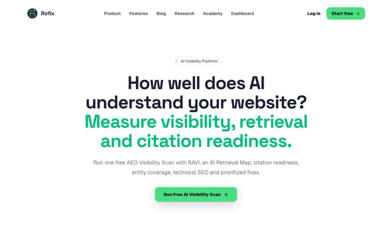 Rofix — AI Search Engineering for your website — screenshot