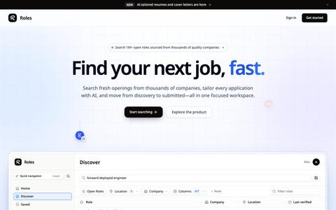 Roles | Search Fresh Jobs and Tailor Every Application — screenshot