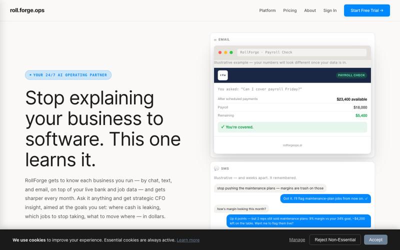 RollForge — Your AI operating partner for one business or all of them. — screenshot