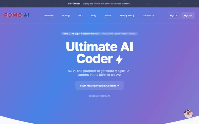 Romo AI - All Super AI Tools in One Place — screenshot